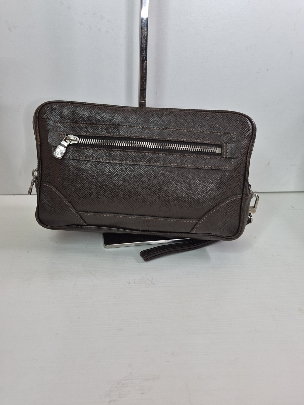 Louis Vuitton Mens Brown Leather Wristlet Organizer